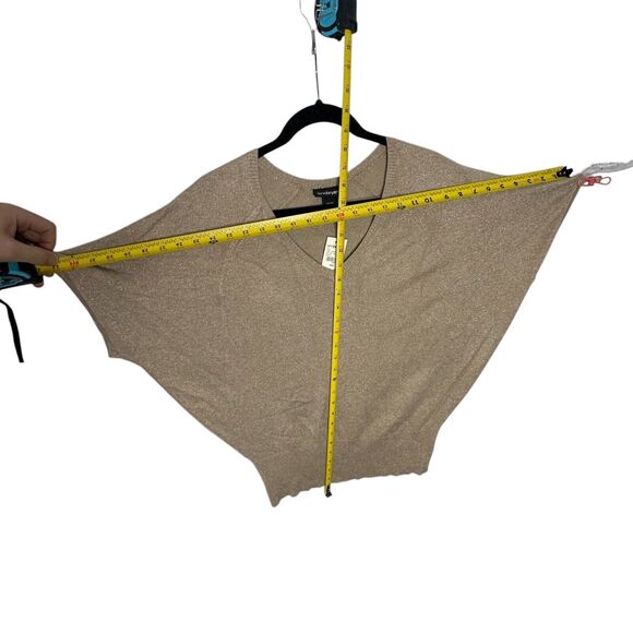 NEW Lane Bryant Metallic Sweater 18/20 Tan Gold Dolman Short Sleeve V Neck - Picture 7 of 8